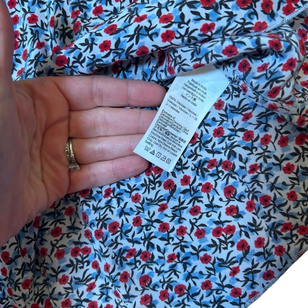 J. Crew Cap-sleeve top poppy crepe de chine size XS peasant square neck CI528 - Picture 7 of 10